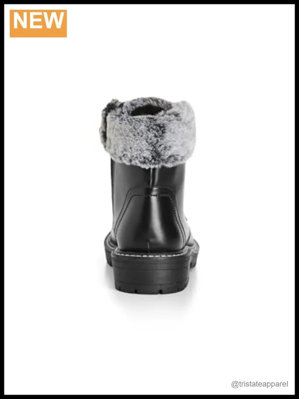 Faux Suede Wide Fit Ankle Bootie with Faux Fur Trim Side Zip Block Heel